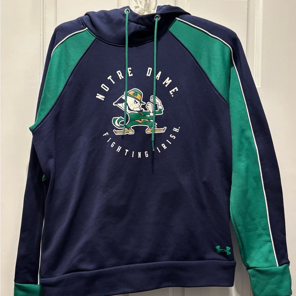 Under Armour Navy and Green Notre Dame Hoodie Men’s Small